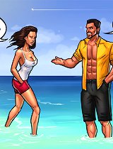 Wild beach fuck with cute brunette whore and big dick