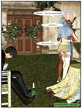 Black gardener kissing white cartoon tits