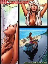 Big cartoon tits on the sex comics beach