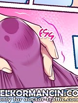 Naughty girl with big cartoon boobs trying to fight with seduction and passion